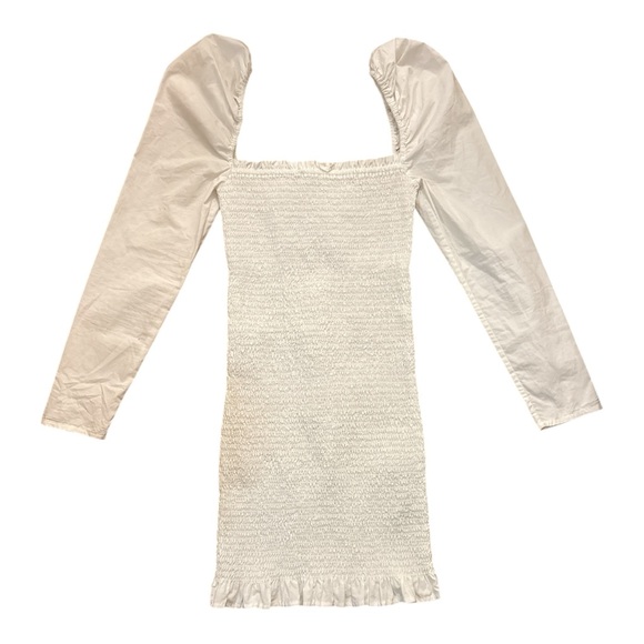 Wilfred | Aritzia Smocked Maelys Ruched Ruffle flirty mini dress white size XS - Picture 5 of 9